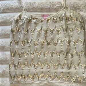 Lilly Pulitzer Gold, Silver, and Cream metallic Camisole